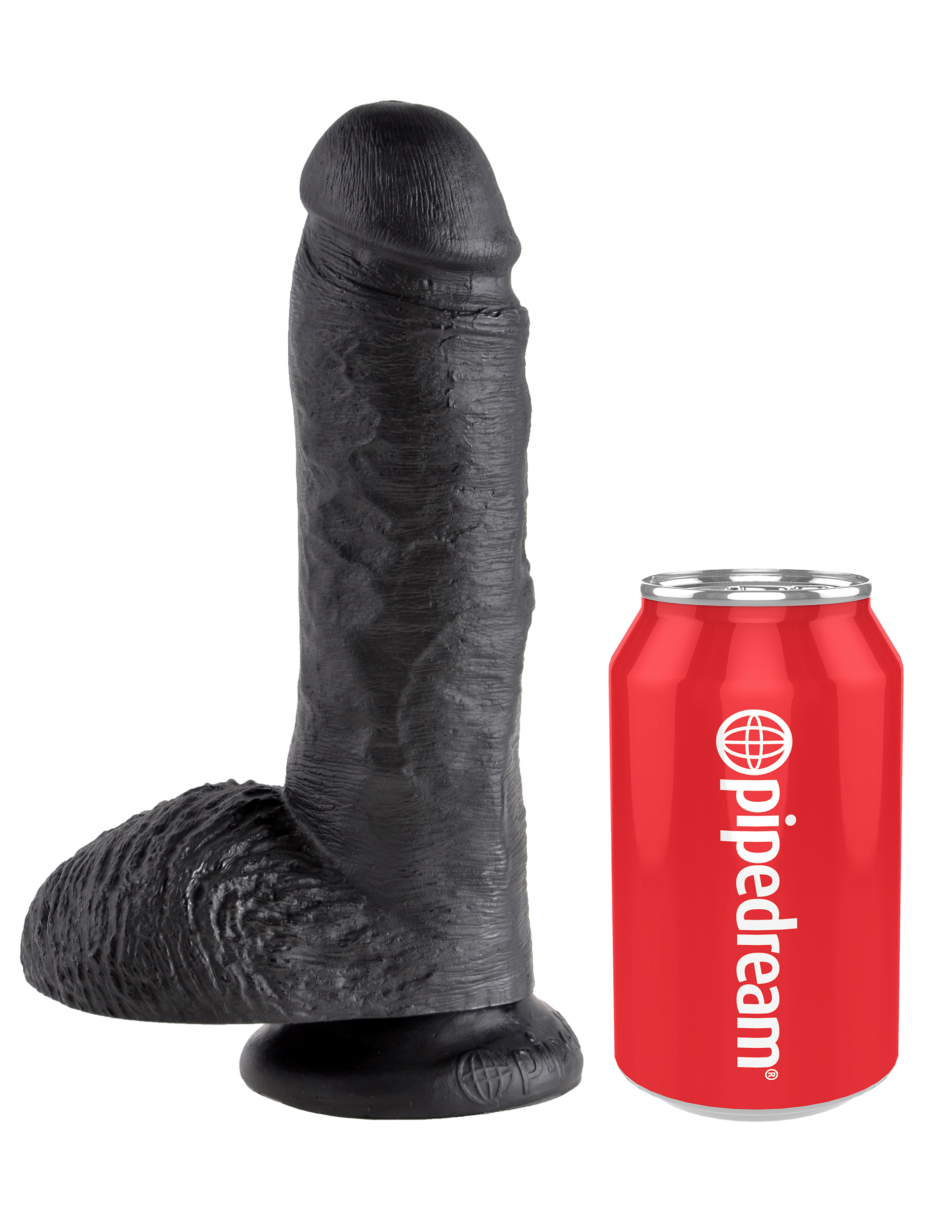 KING COCK 8 IN COCK W/BALLS BLACK - Click Image to Close