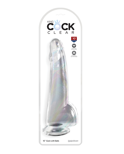 KING COCK CLEAR 10IN W/ BALLS - Click Image to Close