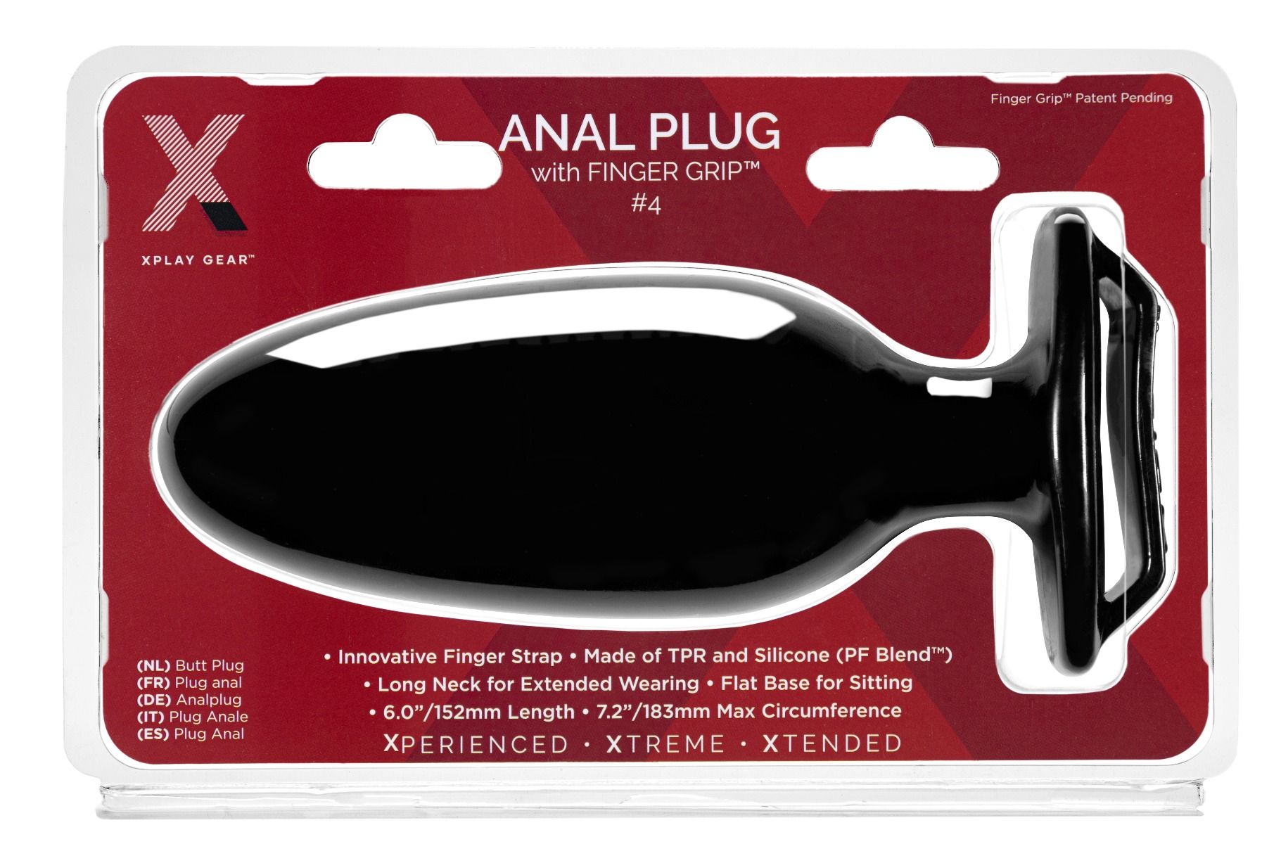 (WD) XPLAY FINGER GRIP PLUG #4 6.25IN INSERTABLE X 8.5 CIRCUM