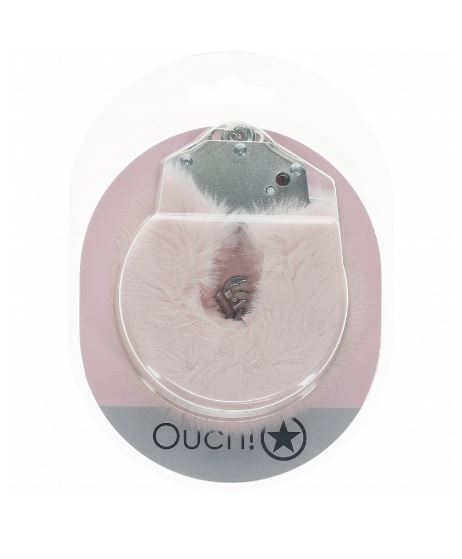 OUCH! HEAVY DUTY FLUFFY HANDCUFFS - POWDER PINK