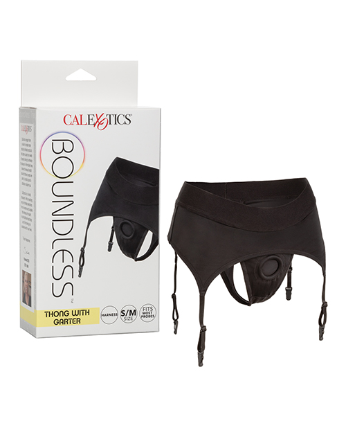 (WD) BOUNDLESS THONG W/ GARTER S/M HARNESS BLACK