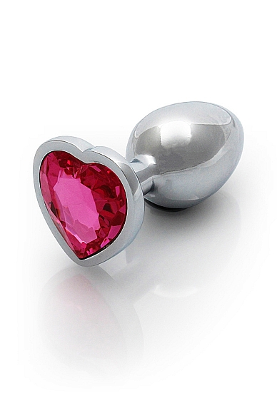 HEART GEM BUTT PLUG SMALL SILVER RUBELLITE PINK - Click Image to Close