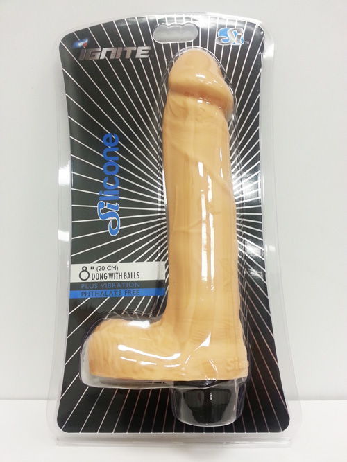 DONG W/ BALLS VIBRATING 8IN SILICONE FLESH (WD)