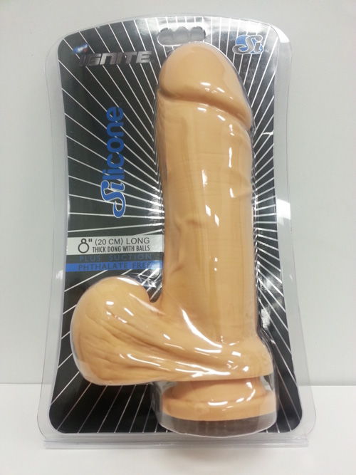 DONG THICK W/BALLS & SUCTION 8IN SILICONE(D)