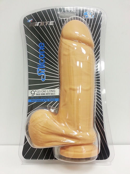 DONG THICK W/BALLS & SUCTION 9IN SILICONE (WD)