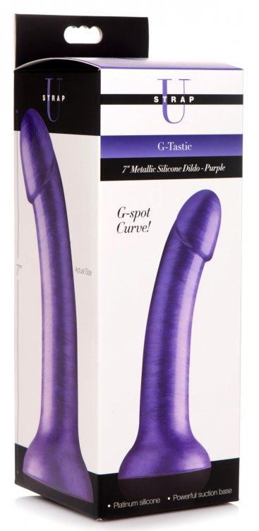 STRAP U G-TASTIC 7IN METALLIC SILICONE DILDO PURPLE