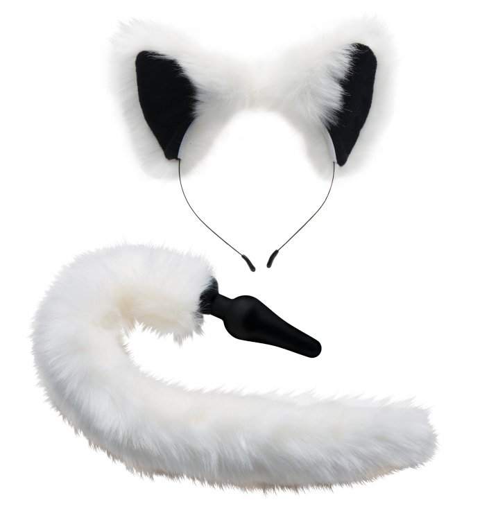 TAILZ WHITE FOX TAIL & EARS SET - Click Image to Close