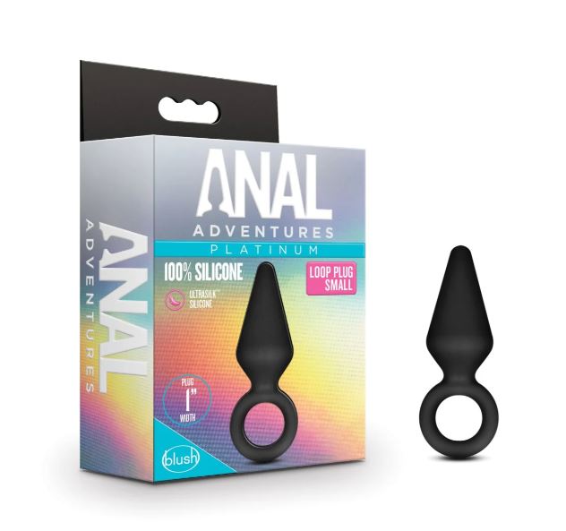 ANAL ADVENTURES PLATINUM SILICONE LOOP PLUG - SMALL BLACK