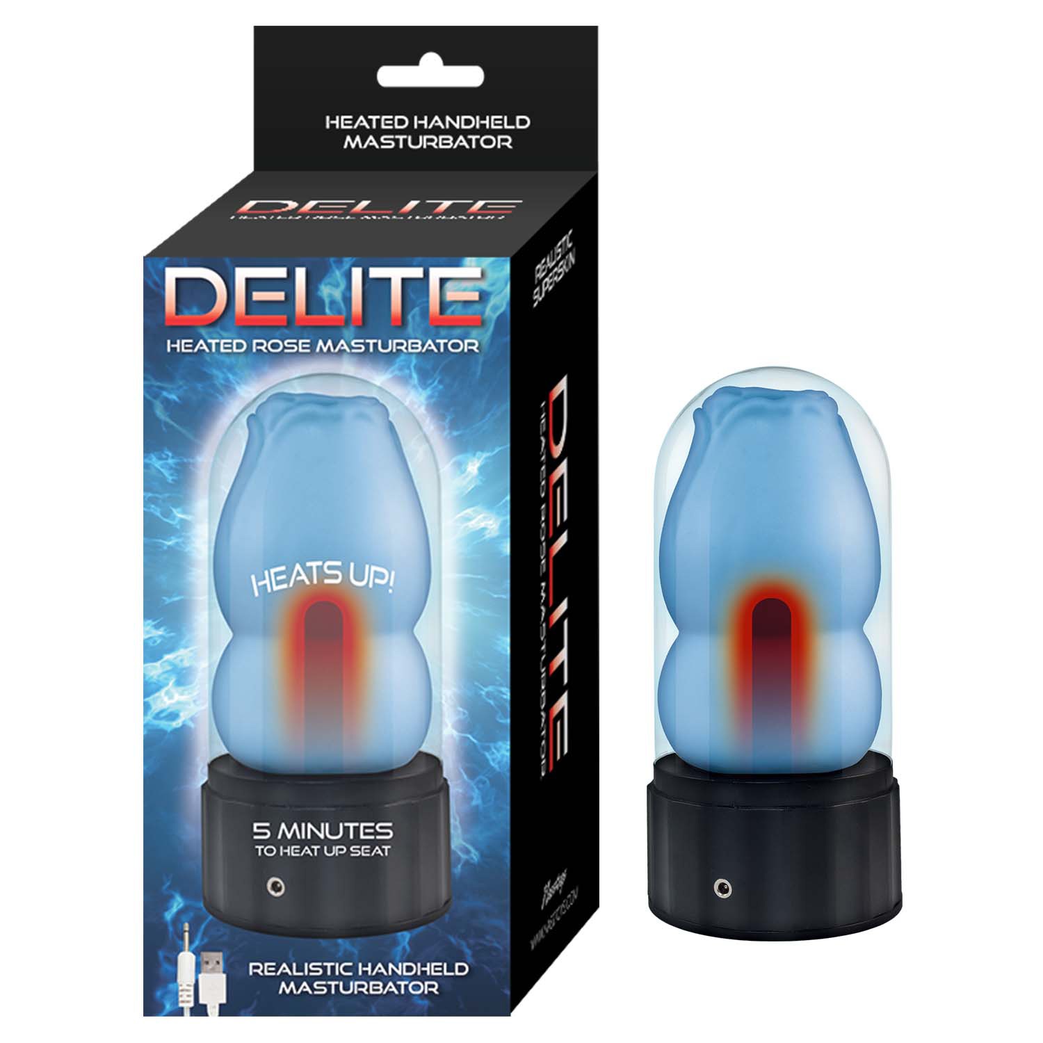 DELITE HEATED ROSE MASTURBATOR BLUE