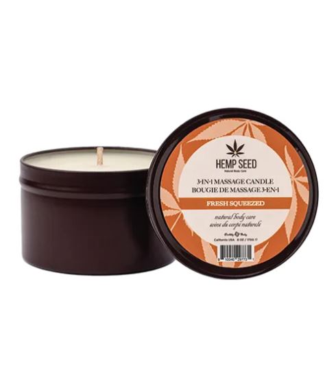 HEMP SEED 3-IN-1 MASSAGE CANDLE FRESH SQUEEZED 6 OZ