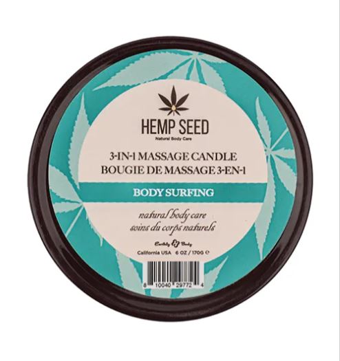 HEMP SEED 3-IN-1 MASSAGE CANDLE BODY SURFING 6 OZ