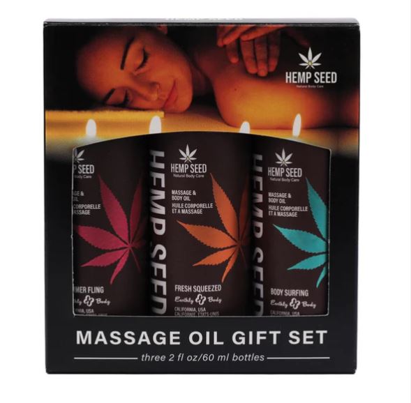 HEMP SEED MASSAGE & BODY OIL TRIO GIFT SET SUMMER 2025