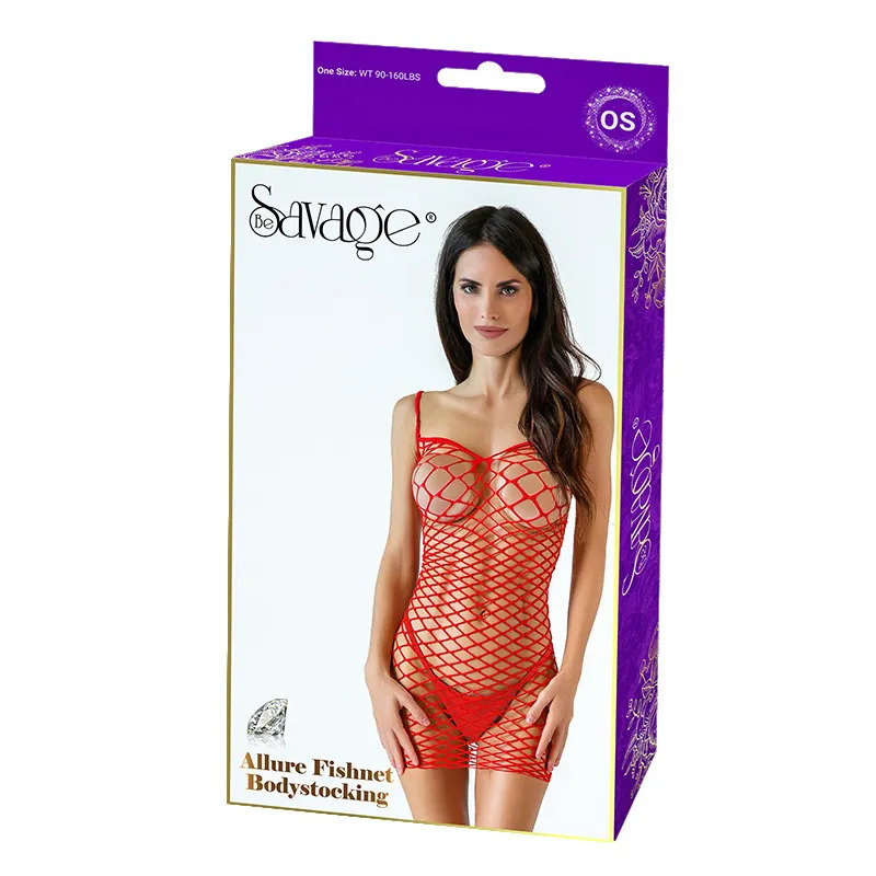 ALLURE FISHNET BODYSTOCKING RED