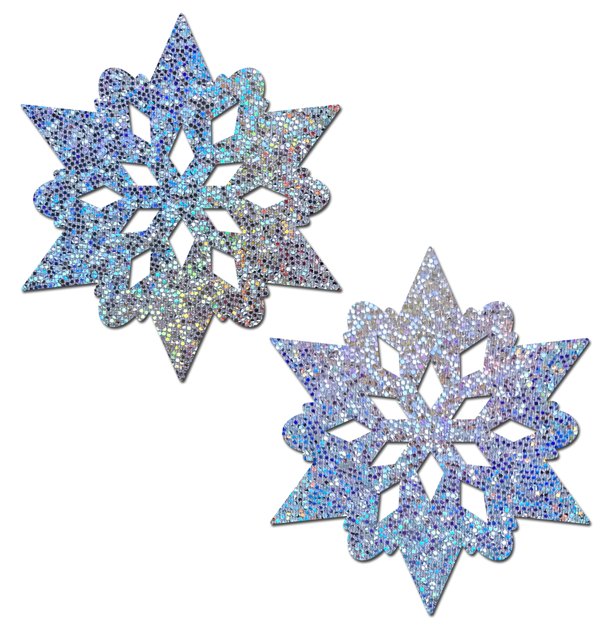 SILVER GLITTER SNOWFLAKES NIPPLE PASTIES