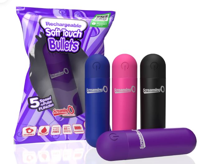 SCREAMING O SOFT TOUCH RECHARGEABLE BULLETS IN POP BOX - ASSORTED