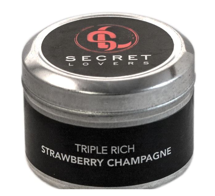 SECRET LOVERS STRAWBERRY CHAMPAGNE MINI EDIBLE MASSAGE CANDLE 1OZ