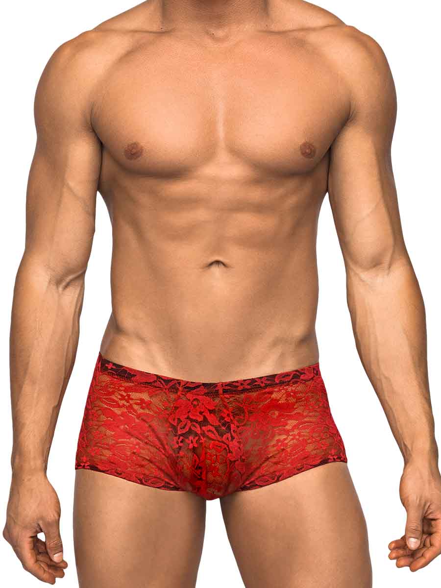 MINI SHORT STRETCH LACE SMALL RED - Click Image to Close